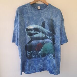 Vintage 90's Y2k Unisex XL Blue Shark Tshirt Short Sleeve Top Ocean Mexico Mens